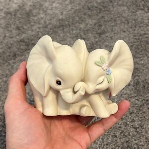 Homco Cream Elephant Figurine with Floral Accent